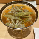 Yoshi zushi - 秋田産生ジュンサイ　コリコリとした食感に大将ダシポン酢が相まって美味しい