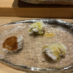 吉鮨 - 鱧　梅肉、トリュフ塩、酢味噌