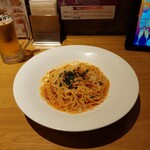 北海道イタリアン ミアボッカ - トマトとニンニクのスパゲッティ。