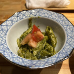 北新地ここの - 先付けのジェノベーゼペンネ