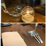 biodinamico - 薄暗く間接照明とランプがムーディーな店内…
      ゆったりとしたソファ席に案内いただきます。
      あら！ここにもガラスのカタツムリ♪(  ´艸`)