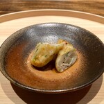 温石 - 葉生姜 揚げ真薯 黄身醤油