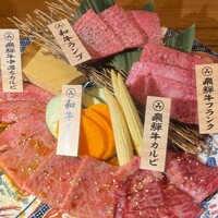 炭火焼肉 伏見屋 飛騨牛別邸 - 本日の五種盛合わせ