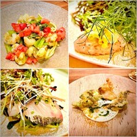 Selvaggio - 手打ちパスタピーチ/前菜　帆立タルタル、しまあじ/蛤と稚鮎フリット