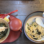花子そば・うどん - 明太バターうどん(麺つゆ8割ほど投入後に混ぜて後はお好みでとの事)