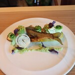 さじこよみ - 鮎の一皿　キュウリ　ズッキーニ　ディルの花　シャドークイーン