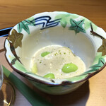 らん亭～ 美日庵 - いちぢくの上に生ハム、タレ、枝豆