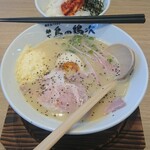 麺や 鳥の鶏次 - 鶏そばフロマージュ(大盛)と、ダイブ飯セット(キムチ)