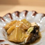 うを徳 - 2023.6 下北産黒鮑 うるかと京都の白味噌で炊いた山口産萩たまげなす