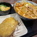 Marugame Seimen - 今回オーダーの俺たちの豚汁うどんとさつまいも天