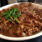 和レー屋 丁子 - 激辛キーマとビーフのあいがけ（大盛）