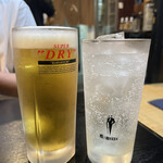 まるよしホルモン - ビール、レモンサワー