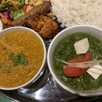 インド宮廷料理 Mashal - キーマカレーとほうれん草のカレー