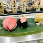 寿司 魚がし日本一 - マグロ3貫セット　メバチ・中トロ・ネギトロ