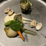 雲仙宮崎旅館 - 真ん中の白ソースがお魚に合う絶妙な味