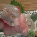 俺の魚を食ってみろ!! - (2013/8/28)お刺身の五種盛り・・・金目、カンパチ、ヒラマサ、真鯛、鰤、えんがわ・・・