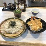 ながおか - 天丼セット、ざるそばで。