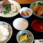 冨喜 - まぐろ・かんぱち・カキフライ膳　1,300円