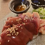 立呑みビストロ やまもと - 鶏肝&ハートのお造り♪