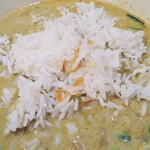 Siam - グリーンカレーラーメンのスープにライスを投入