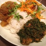 カレーライス ディラン - ハーフ＆ハーフ(ラム肉と大根、ほうれんそうとチキン)