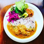 &WINE - 鶏モモ肉とカルダモンのカレー