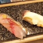 すし源 - 北寄貝、真鯵