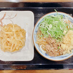 Marugame Seimen - 鬼おろし肉ぶっかけ(並)　790円
                      野菜かきあげ　170円
