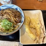 丸亀製麺 - 肉ごぼううどん、えび天、いか天