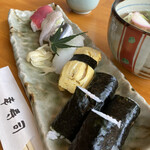 幸寿司 - マグロ　えんがわ　ウルメ　イカ　たまご　梅巻き