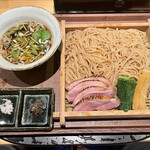 鴨中華そば 楓 - 《限定》ライ麦麺の鴨せいろ(大盛り)