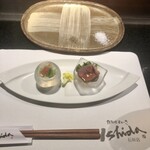Teppanyaki Suteki Ishida. - 「特撰石垣牛ステーキランチ」(7500円)の前菜