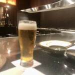 Teppanyaki Suteki Ishida. - 「生ビール オリオンビール(中)」(600円)