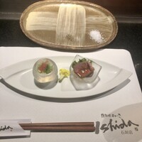 鉄板焼ステーキ 石垣庵 - 「特撰石垣牛ステーキランチ」(7500円)の前菜