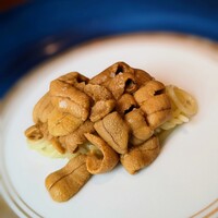 蒼 - 小浜の雲丹の冷製フェデリーニ。小浜の雲丹はラストにして最高級品。人生最高雲丹記録を塗り替えました。フェデリーニも一山生簀の蛤出汁を含んで、プリップリ美味しい♡