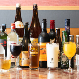 A wide variety of drinks, including beers from around the world