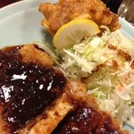 やきとり鳥一 - 味噌カツに唐揚げトッピング