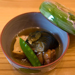 味処 銀の里 - 「焚き合わせ」 茄子や鶏の揚げびたしでした。