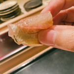 鮨みなと - カスゴダイのインゲン巻き