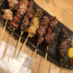 Ganso Yaki Tori Kushi Hacchin - おまかせ串焼盛合せ6本＋鶏のハツ元1本