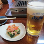 龍園 - 生ビールとオイキムチです