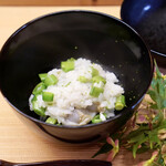 一本杉 川嶋 - 朝採れプレミアムとり貝とスナップえんどうのお粥