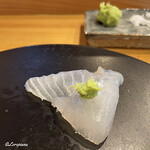 小判寿司 - 眞子鰈を塩と山葵で