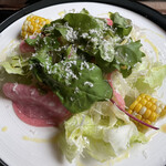 古民家食堂 真田の森 - 大名椀の大皿サラダ  とうもろこしが美味しい‼︎