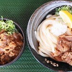 Hanamaru Udon - 牛肉おろしぶっかけうどん中＆セット牛肉ごはん
