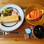 カフェ&デリ オッキアーリ - ●アイスコーヒー（モーニングサービス付き）450円
●オムレツ　＋150円

上から撮影
岐阜の2大本格的オムライスの人気店並の
完成度の高いオムライスがお安く頂ける。