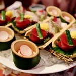 彩つむぎ - お造り　三種盛り　つま野菜色々