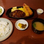Youshoku Tsuchiya - 海老フライとハンバーグ盛合せ定食     1,500円