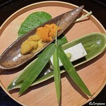 らん亭～ 美日庵 - 余市産のムラサキ海胆と礼文島産のバフン海胆の味比べと胡麻豆富