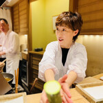 日本橋 蕎ノ字 - ◎新鮮なズッキーニを見せてくれる女将さん♡